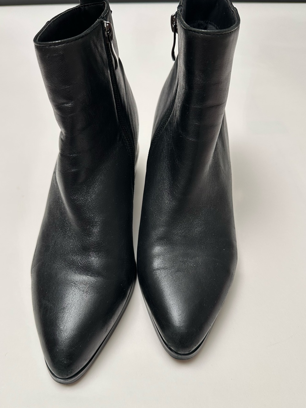 Black Leather Pointed Toe Sculptural Heel Ankle Boots | Avant Garde Y2K